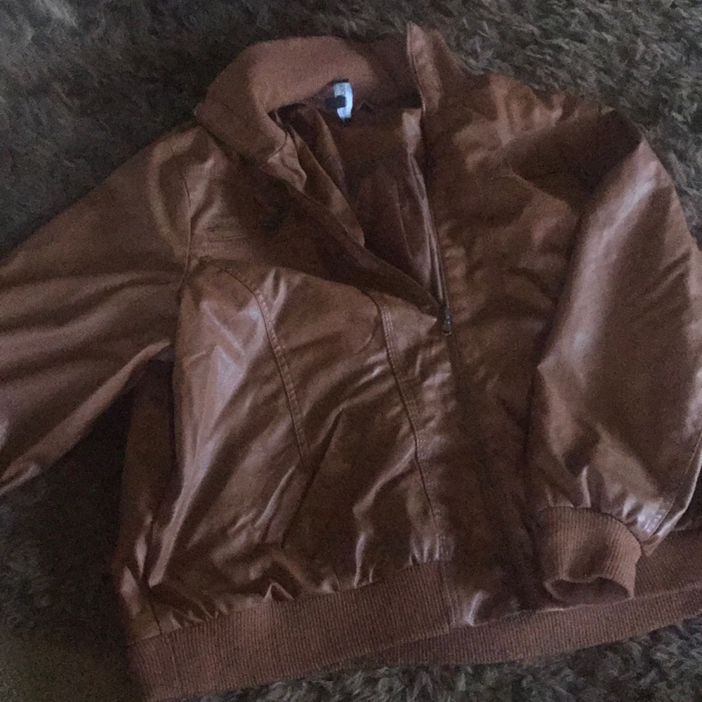 Leather bomber jacket